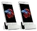Produktbild MyGadget© 2x iPhone Docking-station (inkl. 1m Kabel) Ladestation Ständer Charger für das Apple 7/7 Plus 6s/6s Plus/6/5/5s/5c/SE,iPod nano 7/5G in Silber