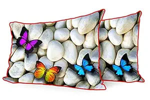 DreamVio Jute Fabric Printed Decorative Pillow/Throw/Cushion Covers for Living Room, Bed Room, Sofa,Chairs,Pillow Cases, Pillow Covers Set of 2, Size 12x18 Inches Style250