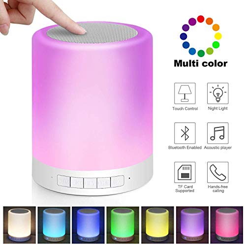 Preisvergleich Produktbild RQINW Nachttischlampe Drahtloser Bluetooth-Lautsprecher mit LED-Nachtlicht, tragbarer Lautsprecher, Freisprechfunktion für Hände \ Touch Control Nachttischlampe \ Leselampe \ tragbares Licht.