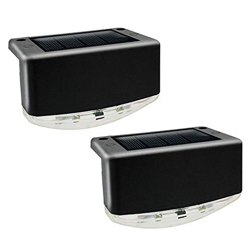 CHEEKON 160827,Set of 2 Solar Landscape LED Deck Lights,Outdoor,Garden,Rail,Fence,Black