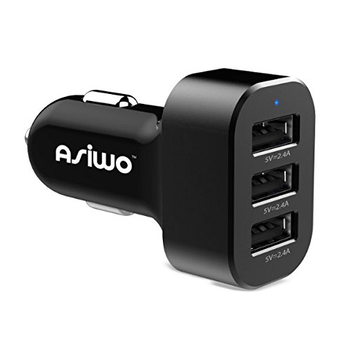 Cargador de teléfono USB del auto de Asiwo 3, cargador inteligente de auto de 7.2A/36W para el compatible iPhone X 8 7 6S 6 plus, Samsung Galaxy S9 S8 S7 S6 edge, Note 8 5 4, LG G6 G5 V20, HTC
