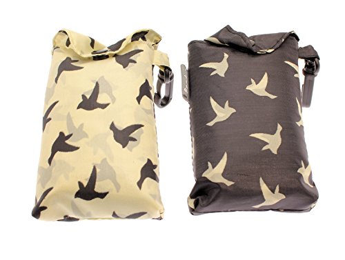 Bird Design Fold Up Shopping Bag With Clip Attachment. YOU WILL RECEIVE ONE BAG AT RANDOM FROM THE COLOURS SHOWN.