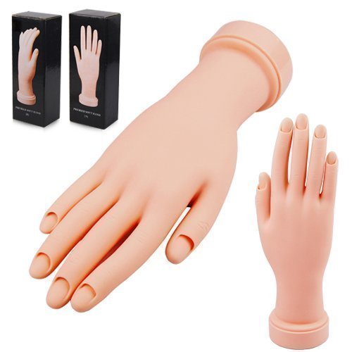 Accessotech Soft Movable Hand Nail Art Acrylic/Gel Tip Design Practice Training Model Flex