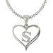 Kanak Jewels Initial Letter "S" In Heart Shaped With Chain Silver Plated Cubic Zirconia Brass Pendant For Everyone RS.240.00