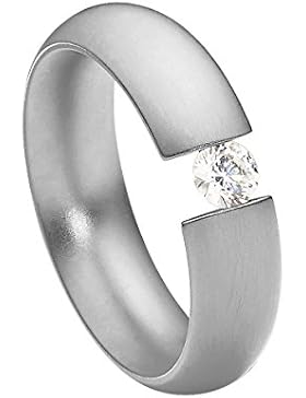 steel_art Damen-Ring intensio glanzmatt Swarovski zirkonia peridot 4 mm Ringe mit Stein Zirkonia Diamant Edelstahl...