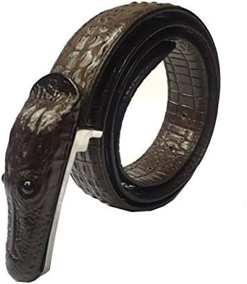 40mm Mens Snake Head Buckle Full Snake Pattern Non Leather Belt (Medium 32"-36", Brown)