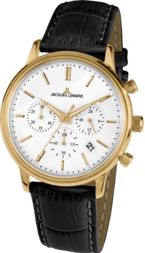 Jacques Lemans Unisex-Armbanduhr Nostalgie Chronograph Quarz Leder N-209B Jacques Lemans Unisex-Armbanduhr Nostalgie Chronograph Quarz Leder N-209B
