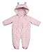 STYLE MIXX Baby Girls Boys Bear Hooded Ski Suit Snowsuit Pramsuit All In One Coat Jacket (0-3 MONTHS, PINK HEARTS 15C206)