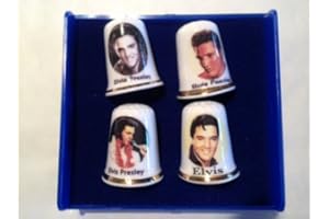 FINSBURY CHINA Elvis Presley The King Lot de 4 dés à coudre à collectionner en porcelaine fine – Fabriqué à Stoke-on-Trent
