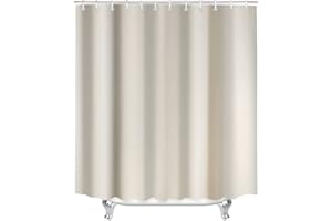 Lerores Duschvorhang 180x180cm Beige, Beschwerter Saum Antischimmel Textil, Wasserabweisend, Waschbar Polyester Stoff Badevorhänge für Badezimmer, Badewanne mit 12 Duschvorhangringe