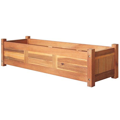 vidaXL Jardinera Rectangular de Madera de Acacia 100x30x25 cm ...