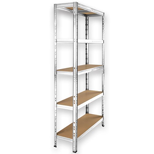 Torrex 37853 Steckregal / Lagerregal aus verzinktem Stahl mit 5 Böden – 875 Kg belastbar – 180 x 90 x 30 cm Kellerregal Schwerlastregal - 3
