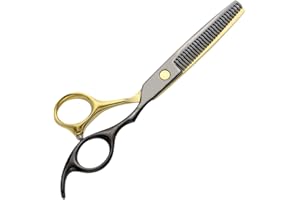 WHYCNJL 1 Pièce Ciseaux Desepaississant Coiffure 6'' Professionnels Ciseau pour Désépaissir les Cheveux et Sculpteur Effileur Acier Inoxydable Ciseaux de Coiffeur pour Enfants Hommes et Femmes or noir