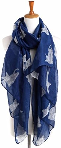Pingtri Fashion Long Cat Print Long Scarf Warm Shawl (Navy)