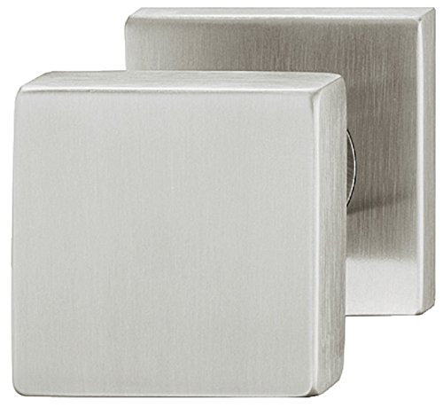 Diseño Puerta Mango de acero inoxidable Puerta de botón para el talón Haeusler-Shop fijo Mate cuadrados roseta | Modelo LDK 213 | Diámetro 53 mm, rango de botón para interior y exterior, diseño de pomos para herrajes de Juva®