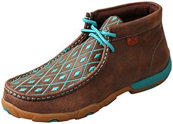 Twisted X Boots Womens Driving Moc D Toe 5.5 M Brown/Turq