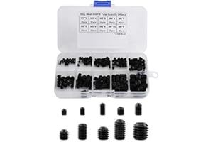 EVGATSAUTO Zestaw 240 śrub z łbem sześciokątnym, sześciokątny, zestaw śrub DIN916 M3 M4 M5 M6 M8 z pudełkiem z tworzywa sztucznego