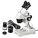 AmScope SE304-PZ-E1 Digital Binocular Stereo Microscope WF10x and WF20x Eyepieces 20X/40X/80X Magnification 2X and 4X Objectives Tungsten Lighting Reversible Black/White Stage Plate Pillar Stand 110V Includes 1.3MP Camera and Software RS.29047.00