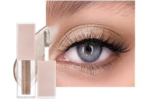 LOPHE Płynne cienie do powiek, brokatowe, metaliczne cienie do powiek do rozjaśniania oczu, długotrwałe i wodoodporne, z brokatem, gładki połysk (brązowy)