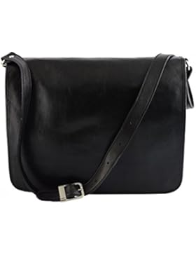 Messenger Aus Echtem Leder Farbe Schwarz - Italienische Lederwaren - Herrentasche