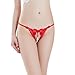 Produktbild HCFKJ 2017 Mode Damen 4 STÜCK Satz AnhäNger Lady Pearl G String V-String Frauen HöSchen Low Waist UnterwäSche (Rot)