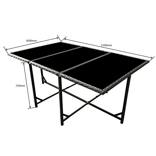 POLY RATTAN Essgruppe Rattan Set mit Glastisch Garnitur Gartenmöbel Sitzgruppe Lounge (6 Stühle, Schwarz) - 2