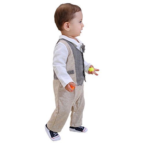 ZOEREA 1pc Kinder Baby Kleinkind Junge Kleidung Spielanzug Bodysuit Kleidung Gentleman Gesamtkind Sommer Kleidung Baumwolle Kurzarm Druck Babys Babys Taufe Hochzeit Weihnachten (0-24M) - 3