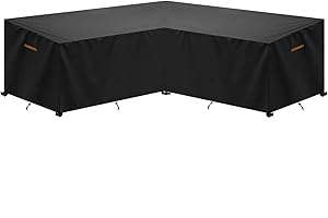 SanGlory Pokrowiec na meble ogrodowe w kształcie litery L, wodoszczelny, rattanowy pokrowiec na meble ogrodowe, plandeka ochronna na sofę narożną, meble wypoczynkowe, 270 x 270 x 90 / 90 x 65 cm
