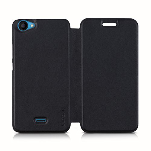 kwmobile Cover per Wiko Rainbow Jam - Custodia protettiva apribile a libro Case stile flip in nero