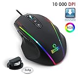 EMPIRE GAMING - Hellfire Souris Gamers - 10 000 DPI - Rétro-éclairage LED RGB Rainbow 12 Modes - 8 Boutons Programmables - Repose-Pousse - Forme Personnalisable - Spécial FPS - UBS filaire