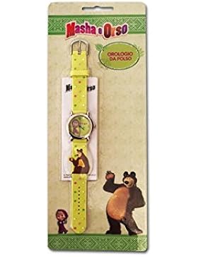 takestop® Armbanduhr Analog Masha und Bär Gummi Kinder Mädchen Kind Silikon Armband gelb Zifferblatt rund