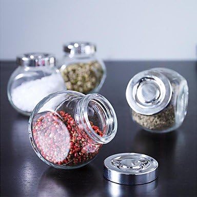 GAOMOJU&amp; 150ml Spice Jar Glass Bottle Cruet Sweden Food Storage with Aluminium Cover