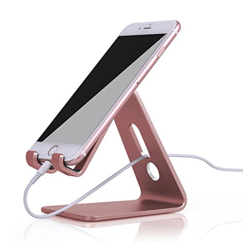 iVoler Soporte móvil Mesa teléfono, Apoya Aluminio Tablet Stand Universal Soporte Smartphone para Nintendo Switch, iPhone,Samsung,iPad,Huawei,LG,HTC Motorola,Sony y Teléfonos Inteligentes - Oro Rosa