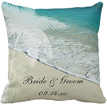 Deglogse Personalized Tropical Beach Wedding Throw Throw Pillow Case Cover Square Customized Wedding Pillow Cover for Sofa