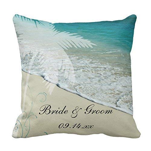 Deglogse Personalized Tropical Beach Wedding Throw Throw Pillow Case Cover Square Customized Wedding Pillow Cover for Sofa