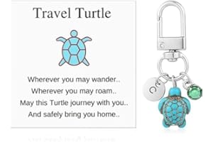 Doraler Travel Turtle Keyring With Birthstone, Travel Turtle Keychain,Safe Handbag Charms Gift,Cute Gifts For Her Someone Going Travelling,Good Luck Charm Gifts for Family Friends