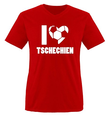 I Love Tschechien – Herren V-Neck T-Shirt – Rot/Weiss Gr. XXL