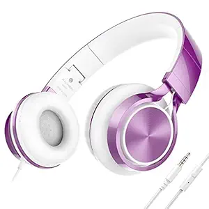 AILIHEN MS300 Headphones, Stereo Foldable Wired Headset for iPhone iPad iPod Android Smartphone Laptop Tablet PC Computer (Orchid)