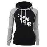 Aberimy Ausverkauf Damen Hoodie Sweatshirt Lange Ärmel Langarm Fashion Patchwork Riemchen Blumenmuster Tuniken Bauchfrei Kapuzenpullover Casual Pullover Blusen Shirt Top