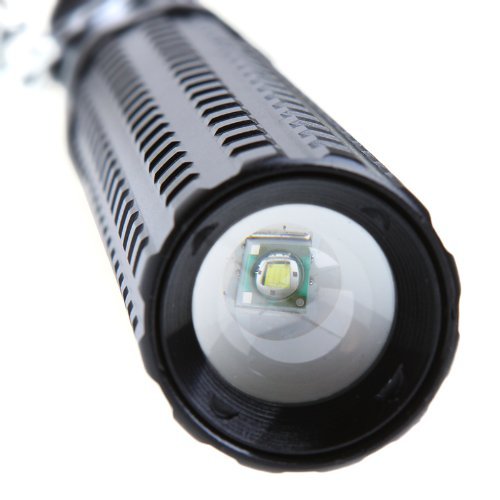 Gearmax® 500LM 3-Modus CREE XPE XRE Lange zoombare schwartze LED Taschenlampe für Selbstverteidigung Sicherheit Camping Radfahren - 5