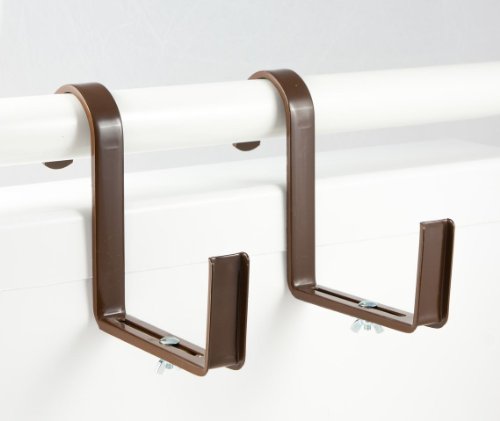 Menz Blumenkastenhalter, 2 Paar, braun, für Rohrgeländer (max. Durchmesser 5 cm), für Blumenkästen verstellbar von 12 bis 16 cm Breite - Kostenlose Lieferung