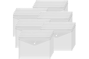 Bimormat 30 Pack A4 Plastic Wallets Folders,Waterproof Plastic Wallets Clear Popper Wallet