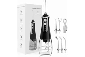 NOOR ZALA Ultimate USB Rechargeable Cordless Dental Water Flosser: Portable Oral Irrigator with 300ml Water Tank, 5 Multifunctional Nozzles, 3 Adjustable Modes, IPX6 Waterproof, and Long-Lasting Battery