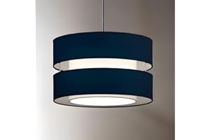 CGC Lighting 2 Two Tier Layer Shade 26cm Ceiling Pendant Table Lamp Bedside Bedroom Lounge Hallway Kitchen (Navy Blue)