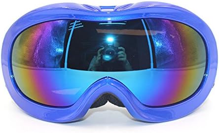 Kids UV Protection Anti-fog Ski SnowBoard Skate Goggles, Wide angle Children Dual-Layer Lens Skiing Goggles (Blue)