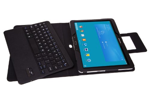MoKo Abnehmbare Wireless Bluetooth Tastatur Drahtlose QWERTY Keyboard mit PU Leder Tasche Schutzhülle Ledertasche Lederhülle Hülle Case für Samsung Galaxy Tab PRO 10.1 SM-T520N Android Tablet, SCHWARZ - 9