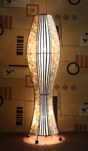 Asian Floor Lamp Udon Shell M (LA22-06/FS/M), Designer Bali Light Decoration
