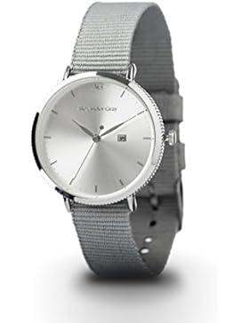 ALEXANDER GRAY Damenuhr SYDNEY – Silberne Armbanduhr mit feinen atmungsaktiven Nato-Armband und ultradünnem Gehäuse...