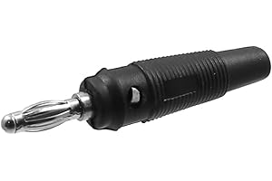 WITTKOWARE 4mm Bananenstecker mit trittfester Griffhülse, Schraub-/Lötanschluss, Farbe schwarz