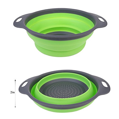 Xuanlan Collappsible Silikon Colander / Sieb Falten Küche Obst Gemüse Korb, enthält 2 Größen 8 und 9,5 Zoll (Grün) - 4